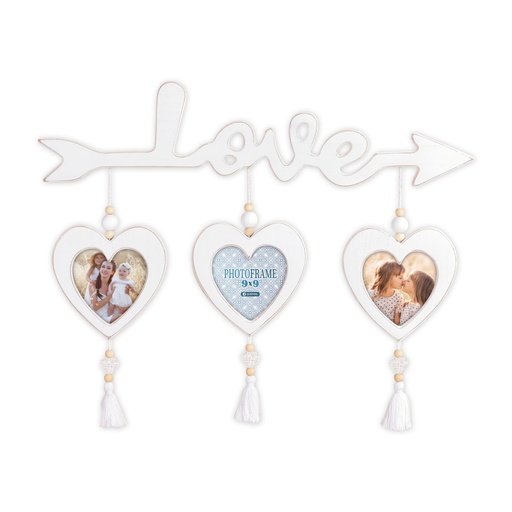 [155516] ZEP Delia                  3x9x9 Wood white three hearts    RE366