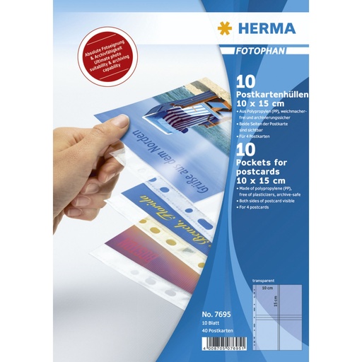 [356340] Herma Postcard Pockets     10x15 10x4 Sheets transparent 7695