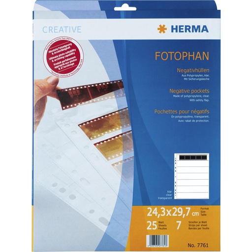 [647131] Herma Negative pockets PP clear 25 Sheets/5-Strips 7761