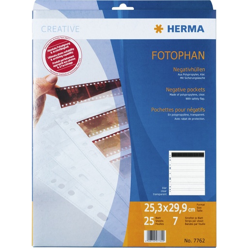 [647172] Herma Negative packets PP clear 25 Sheets/6-Strips 7762