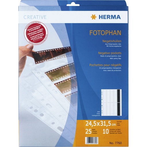 [647206] Herma Negative pockets PP clear 25 Sheets/4-Strips 7760