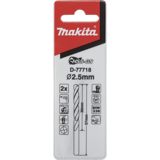 [144729] Makita Metallbohrer HSS-GS 2,5x57mm