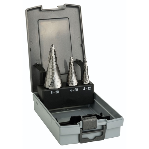 [183138] Bosch HSS Step Drill Bit Set 3 pcs. 4-12,4-20,6-30mm