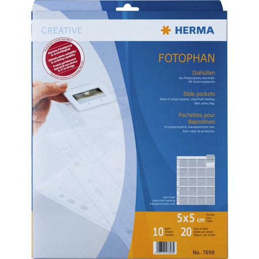 [254300] Herma Slide Pockets 5x5 10 sheets clear/matt        7698