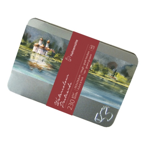 [801705] Hahnemühle Watercolour Postcards MetalBox rough 10x15cm 230g 30pc