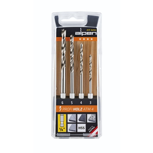 [848997] Alpen ATM 4 HSS-HOLZ hexagonal