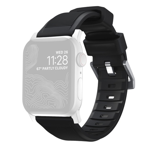 [553072] Nomad Rugged Strap Black Connectoor Silver 42/44/45/49mm
