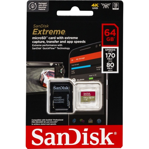 [732797] SanDisk microSDXC           64GB Extreme A2 C10 V30 UHS-I U3