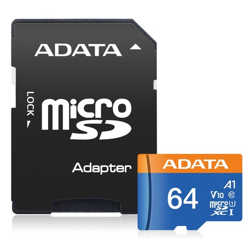 [887406] ADATA CARD MICROSDHC        64GB UHS-I CL10 100/20 MB/s W/1 Adap.