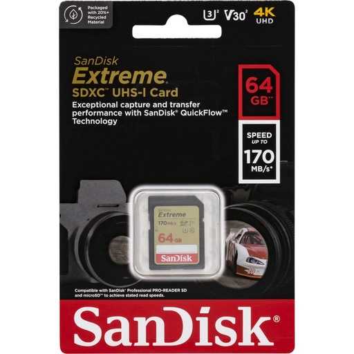 [732678] SanDisk Extreme SDXC        64GB UHS-I C10 U3  SDSDXV2-064G-GNCIN