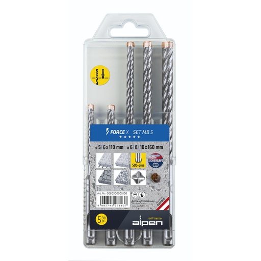 [848773] Alpen Set SDS+ FORCE X MB 5 (805+815)