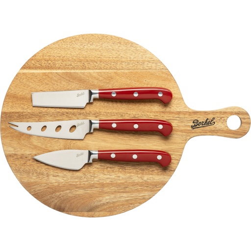 [234168] Berkel Chopping Board Acacia + 3 Chese Knife