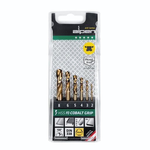 [848829] Alpen Cassette PZ HSS Cobalt 1897 3-kant TM 6, 6-pcs.