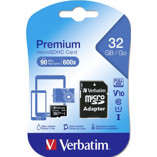 [857528] Verbatim microSDHC          32GB Class 10 UHS-I incl Adapt. 44083