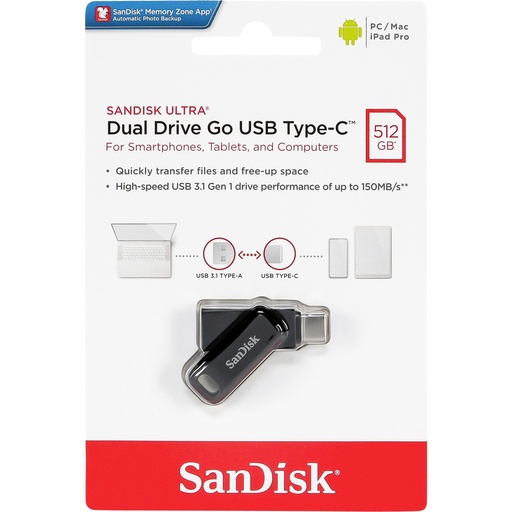 [723221] SanDisk Ultra Dual DriveGo 512GB USB Type C Flash SDDDC3-512G-G46