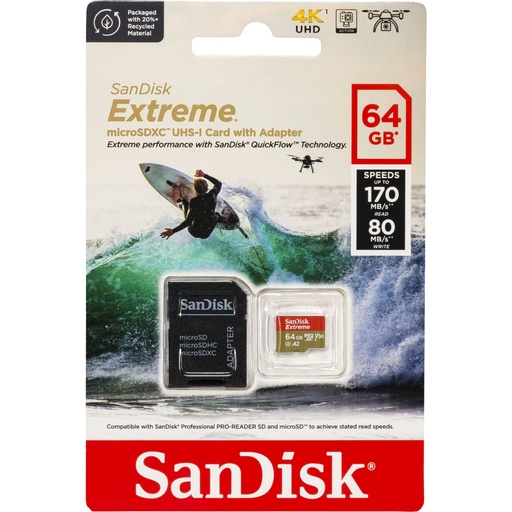 [732657] SanDisk microSDXC           64GB Extreme A2 C10 V30 UHS-I U3