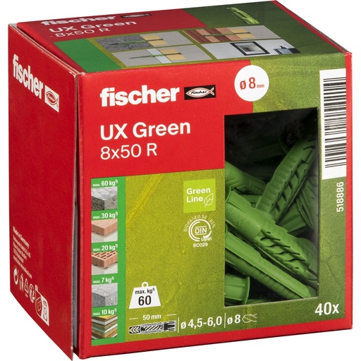 [148600] Fischer Universaldübel UX Green 8x50 R