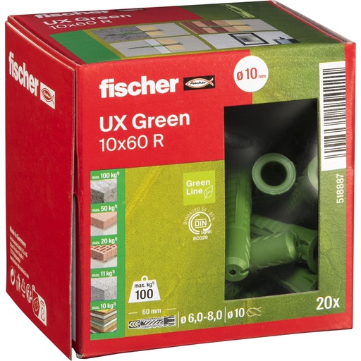 [148607] Fischer Universaldübel UX Green 10x60 R
