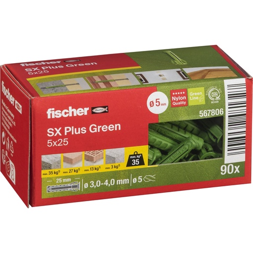 [148614] Fischer Dübel SX Plus Green 5x25