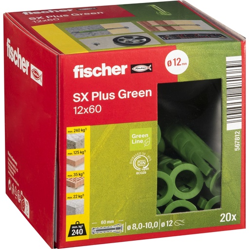 [148656] Fischer Dübel SX Plus Green 12x60