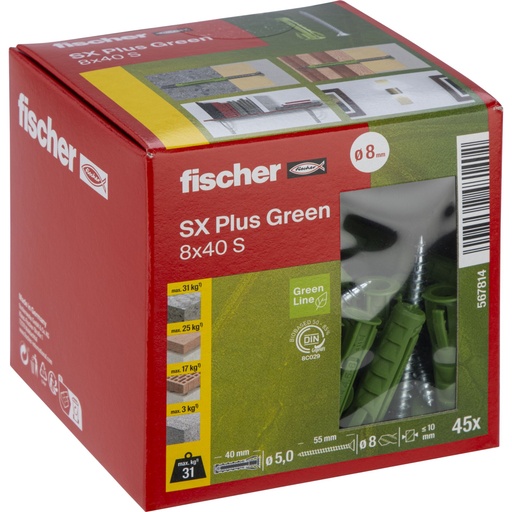 [148670] Fischer Dübel SX Plus Green 8x40 S