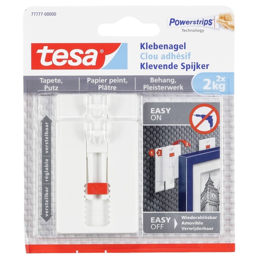[419911] 1x2 Tesa Adjustable Adhesive Nail Wallpaper&Plaster 2kg 77777
