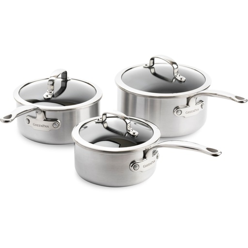 [248119] GreenPan Premiere Casserole Set 3-piece Stainless Steel
