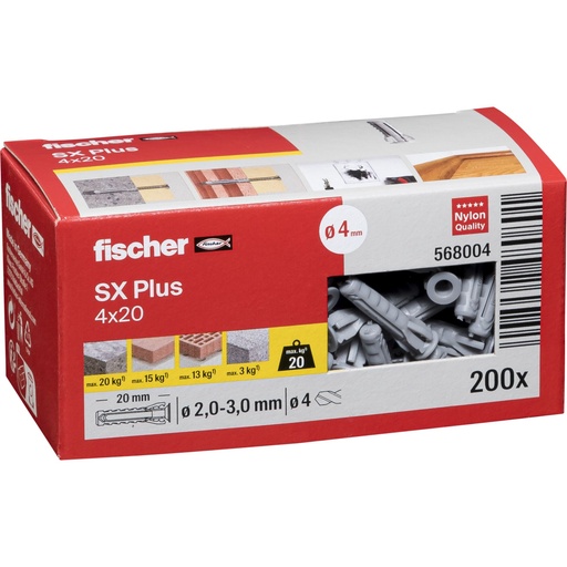 [861667] Fischer plug SX 4x20 200 pcs.
