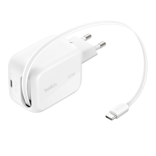 [258766] Belkin BOOST Charge Pro 45W Dual GaN retract.Cable whi WCH023kqWH