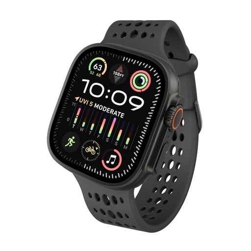 [190656] Decoded Silicone Ares O Strap for Apple Watch 44/46/49mm Black