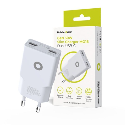 [266508] Mobile Origin 30W Slim Charger TÜV MO18 Dual USB-C