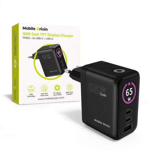 [266550] Mobile Origin 65W GaN Charger PW20 2x USB-C + USB-A