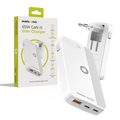 [266564] Mobile Origin 65W GaN Slim dual USB-C single USB-A, white