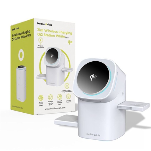 [266571] Mobile Origin 3in1 Wireless Qi2 Charging Station PW11 white