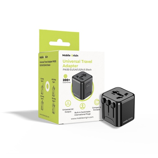 [266606] Mobile Origin Travel Adapter PW30 EU/UK/US/AUS, black