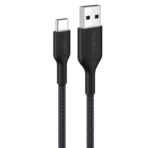 [268342] Belkin BOOSTCHARGE geflocht.Kab. USB-C/USB-A 2m schw.CAB022HQ2MBK