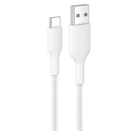 [268349] Belkin BOOSTCHARGE geflocht.Kab. USB-C/USB-A 2m weiß CAB022hq2MWH