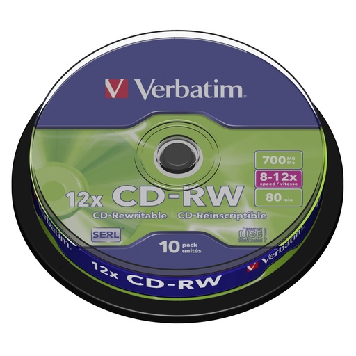 [643781] 1x10 Verbatim CD-RW 80 / 700MB 10x Speed, Cakebox