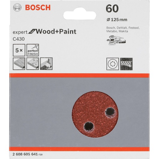 [444278] Bosch Sanding Pad C 430 D125MM Wood Grit 60 5 pcs.
