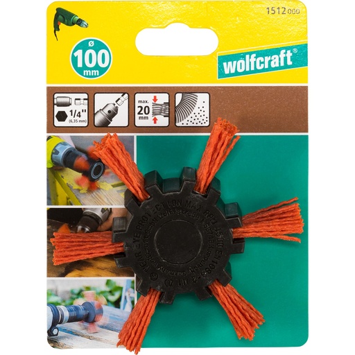 [159527] Wolfcraft Sechskant Nylondrahtfächerbürste 100x20mm