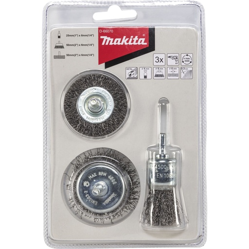 [807109] Makita D-66070 3 piece Wire Brush Set Steel