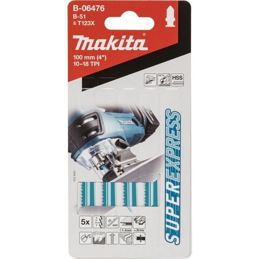 [807116] Makita B-06476 Jigsaw Blade B-51 Metal 5pcs