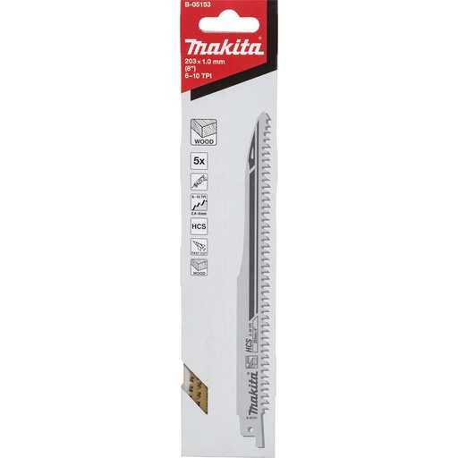 [807270] Makita B-05153 Recipro Blade HCS 203/6-10Z 5pcs