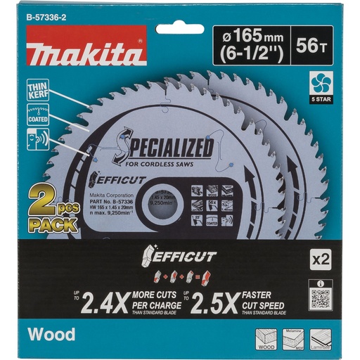 [191965] Makita  B-57336-2 EFFICUT Sägeblatt 165x20x56Z