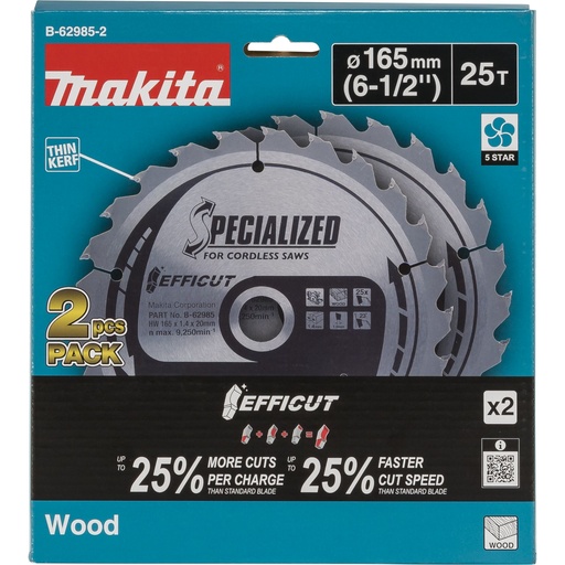 [191972] Makita  B-62985-2 EFFICUT Sägeblatt 165x20x25Z