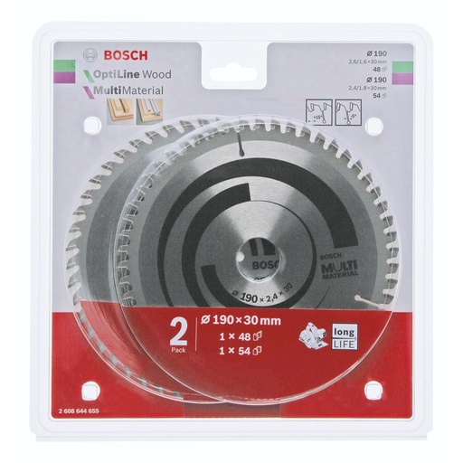 [638003] Bosch 1x Optiline Wood + 1x Multi Material Saw Blade Set