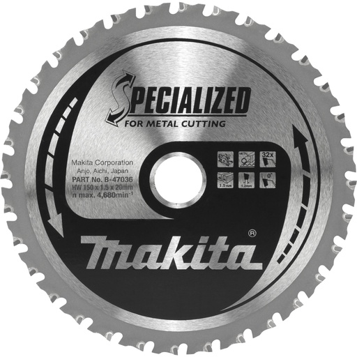 [807284] Makita B-47036 Saw Blade f. Metal 150x20x32Z