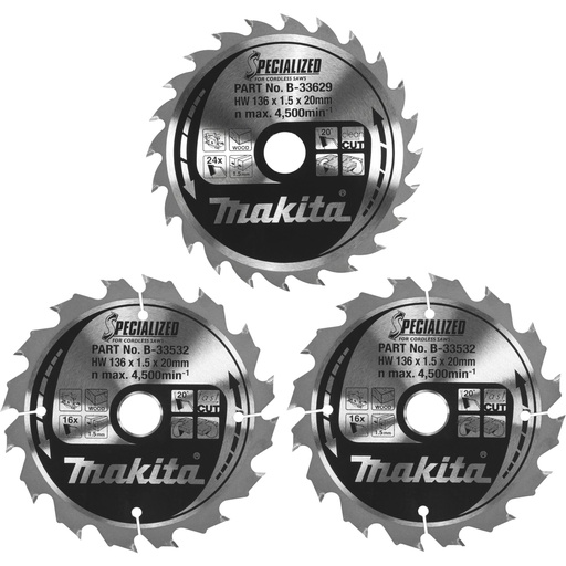 [807291] Makita B-33897 Saw Blade Set 136x20x16Z+24Z