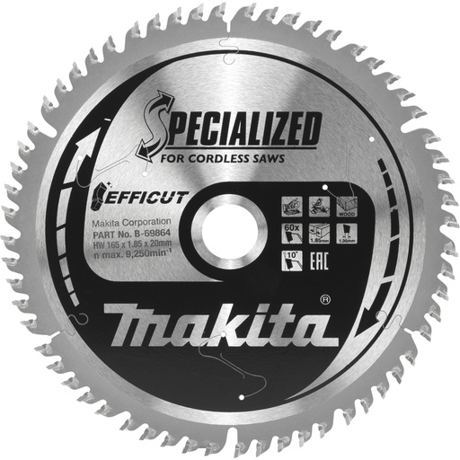 [807312] Makita B-69864 EFFICUT Saw Blade 165x20x60Z