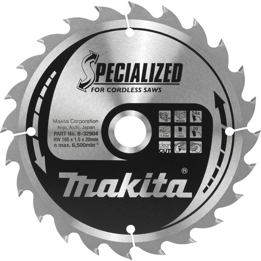 [807382] Makita B-32904 SPECIALIZED Saw Blade 165x20x24Z